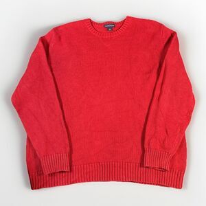 Lands End Vintage Crewneck Sweater Red Cotton Hong Kong Men’s XL 46-48